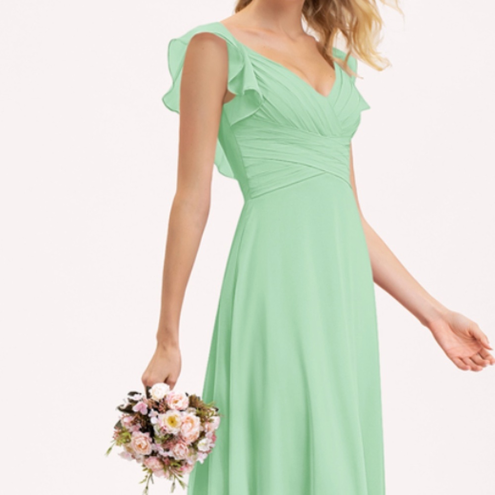Mint Green Chiffon Bridesmaid Dress - Size 12